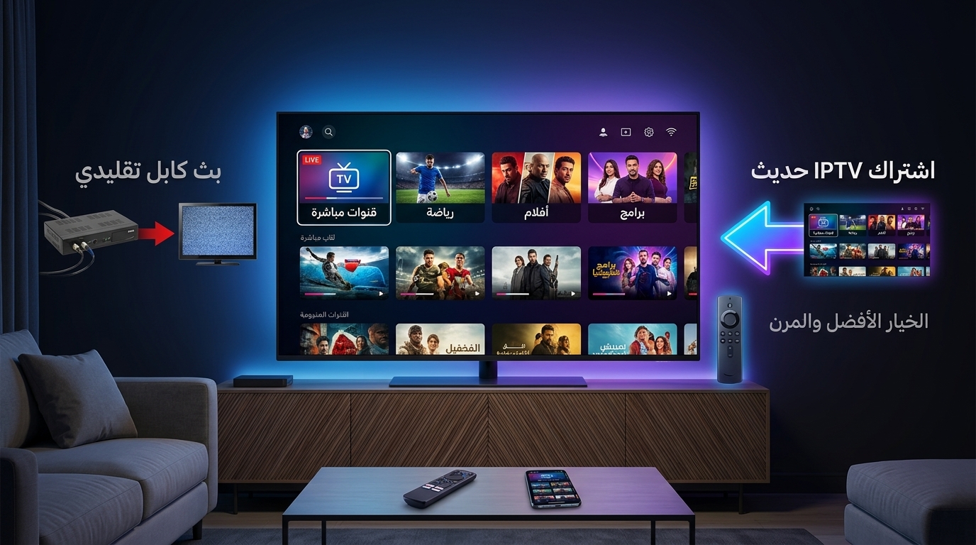 اشتراك IPTV لمشاهدة القنوات والأفلام والرياضة عبر التلفزيون الذكي بدلًا من الكابل التقليدي